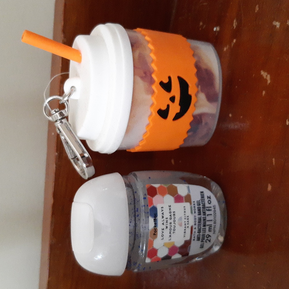 Bath & Body Works Halloween Hand Sanitizer and Holder - Orange and White